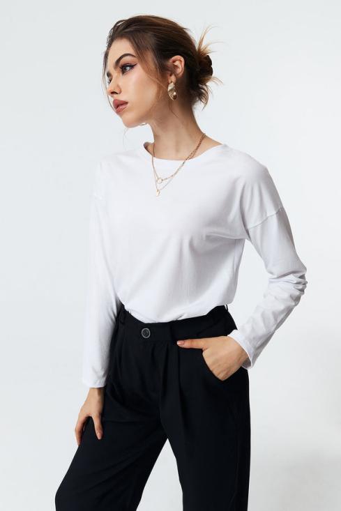 Drop shoulder long sleeve t shirt